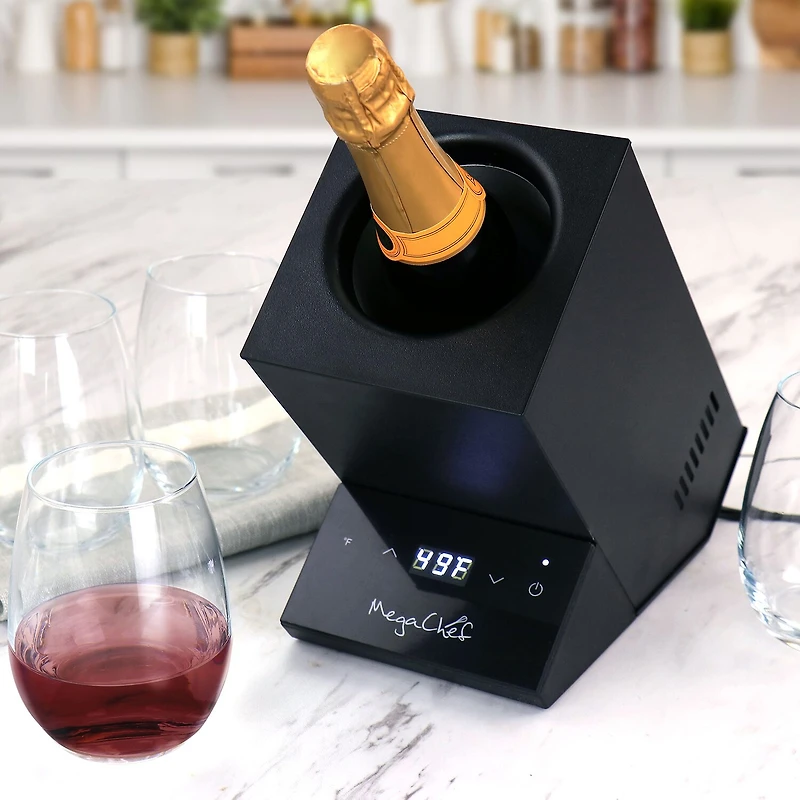 MegaChef Electric Wine Chiller with Digital Display in Black