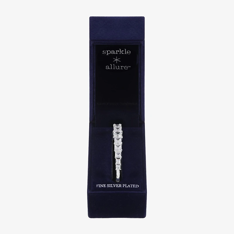 Sparkle Allure Womens Cubic Zirconia Pure Silver Over Brass Square Bangle Bracelet