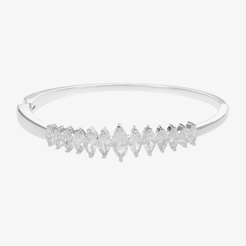 Sparkle Allure Womens Cubic Zirconia Pure Silver Over Brass Marquise Bangle Bracelet