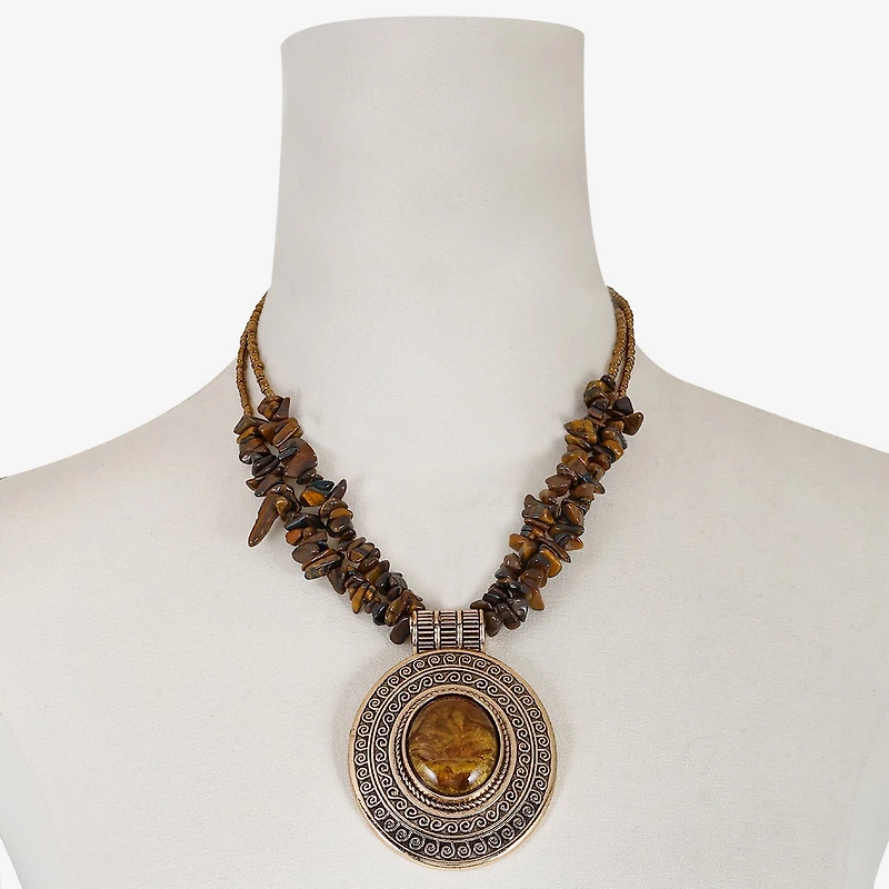 Mixit Gold Tone Womens Brown 20 Inch Pendant Necklace
