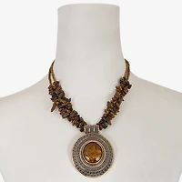 Mixit Gold Tone Womens Brown 20 Inch Pendant Necklace
