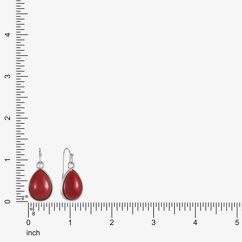 Mixit Silver Tone Womens Red Drop Earrings