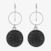 Mixit Womens Black Round Drop Earrings