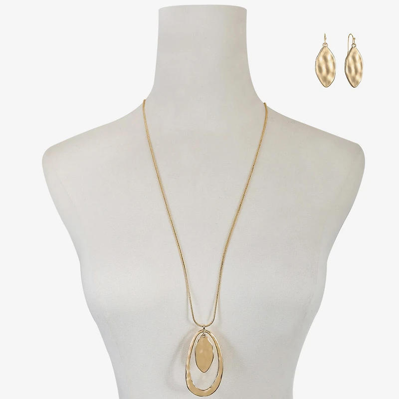 Liz Claiborne Orbital Pendant Necklace And Drop Earring Womens 2-pc. Jewelry Set
