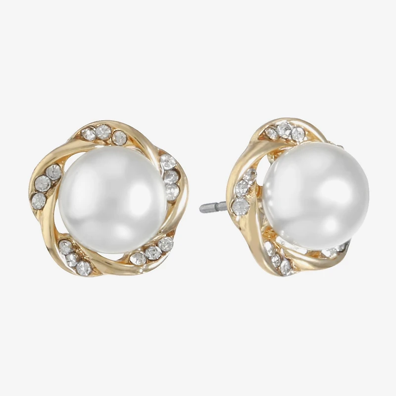 Monet Jewelry White Simulated Pearl 19.5mm Stud Earrings