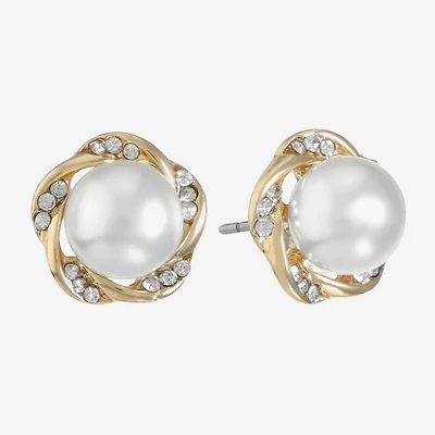 Monet Jewelry White Simulated Pearl 19.5mm Stud Earrings