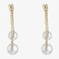 Monet Jewelry Womens White Simulated Pearl 22mm Hypoallergenic Hoop Earrings