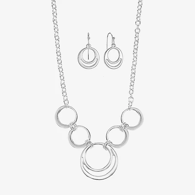 Liz Claiborne Circle Collar Necklace And Drop Earring Womens 2-pc. Jewelry Set