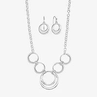 Liz Claiborne Circle Collar Necklace And Drop Earring Womens 2-pc. Jewelry Set