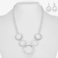 Liz Claiborne Circle Collar Necklace And Drop Earring Womens 2-pc. Jewelry Set