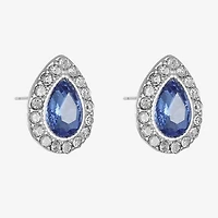 Monet® Blue and Silver-Tone Button Earrings