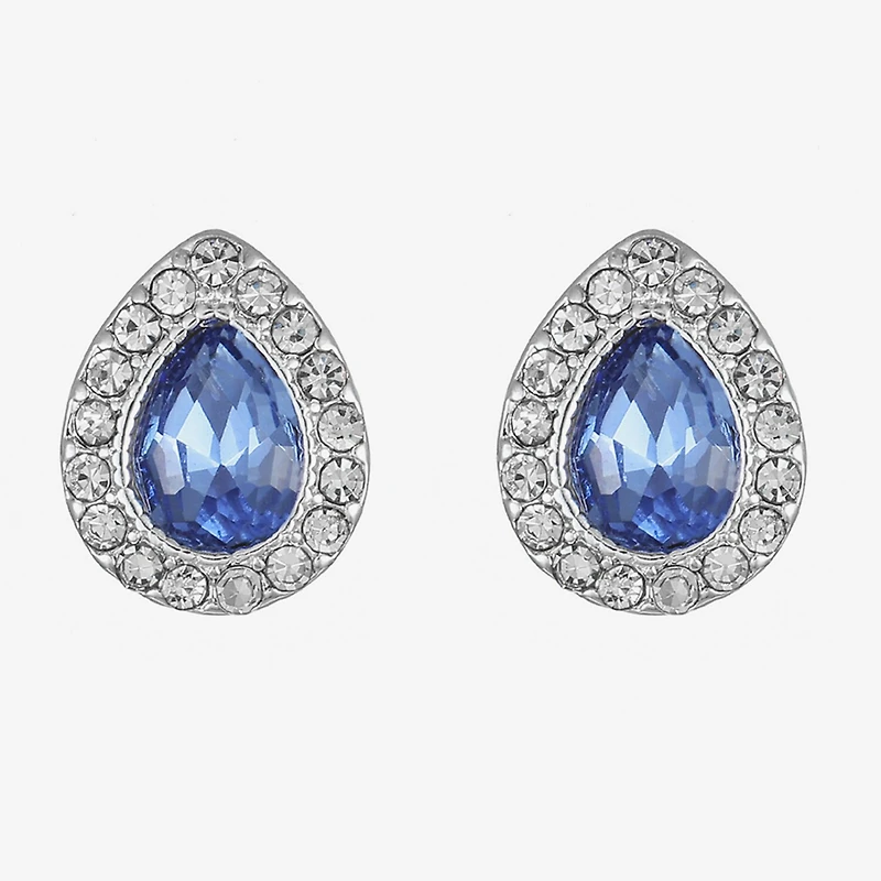 Monet® Blue and Silver-Tone Button Earrings