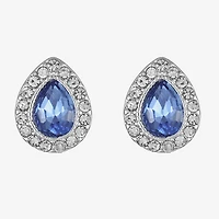 Monet® Blue and Silver-Tone Button Earrings