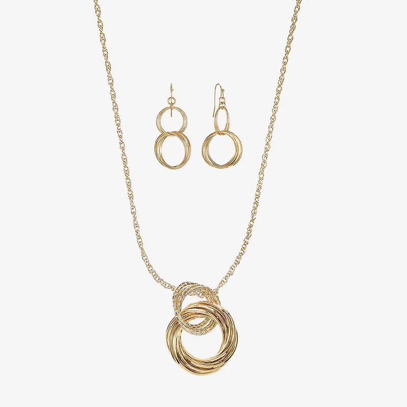 Liz Claiborne Textured Pendant Necklace And Drop Earring Womens 2-pc. Jewelry Set