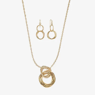 Liz Claiborne Textured Pendant Necklace And Drop Earring Womens 2-pc. Jewelry Set