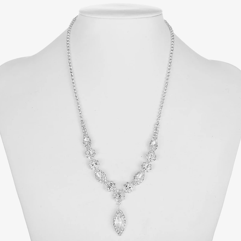 Monet Jewelry Timeless Silver Tone Womens Crystal 17 Inch Y Necklace