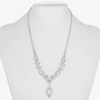 Monet Jewelry Timeless Silver Tone Womens Crystal 17 Inch Y Necklace