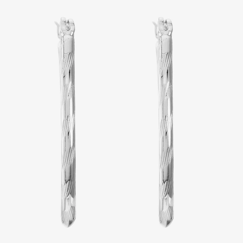 Liz Claiborne® Silver-Tone, Textured Oval Hoop Earrings