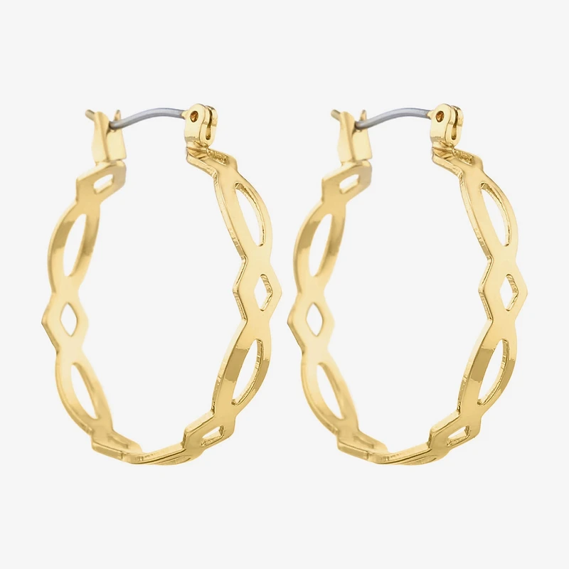 Monet® Gold-Tone Medium Woven Hoop Earrings