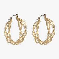 Monet Jewelry Twist Womens 32.2mm Hypoallergenic Hoop Earrings