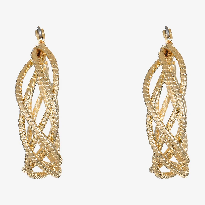 Monet Jewelry Twist Womens 32.2mm Hypoallergenic Hoop Earrings
