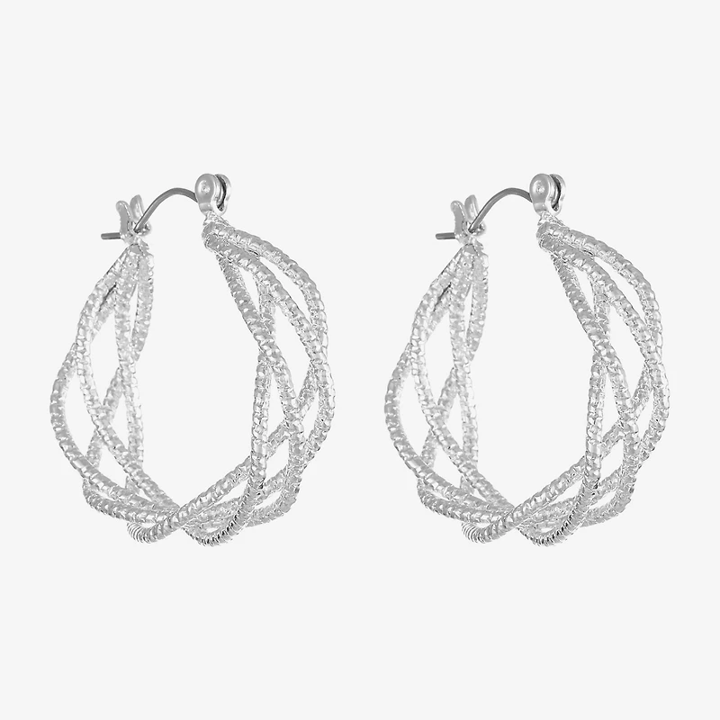 Monet Jewelry Twist Womens 32.2mm Hypoallergenic Hoop Earrings