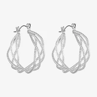 Monet Jewelry Twist Womens 32.2mm Hypoallergenic Hoop Earrings