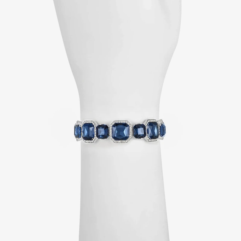 Monet Jewelry Silver Tone Womens Blue Square Stretch Bracelet