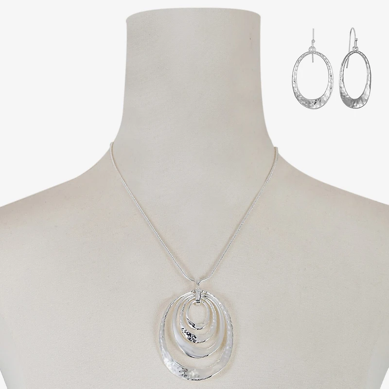 Liz Claiborne Pendant Necklace And Drop Earring Womens Oval 2-pc. Jewelry Set