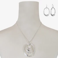 Liz Claiborne Pendant Necklace And Drop Earring Womens Oval 2-pc. Jewelry Set