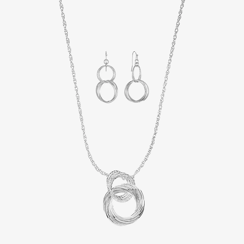 Liz Claiborne Textured Pendant Necklace And Drop Earring Womens 2-pc. Jewelry Set