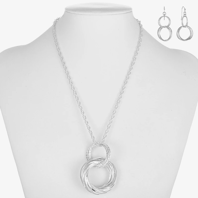 Liz Claiborne Textured Pendant Necklace And Drop Earring Womens 2-pc. Jewelry Set
