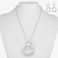 Liz Claiborne Textured Pendant Necklace And Drop Earring Womens 2-pc. Jewelry Set