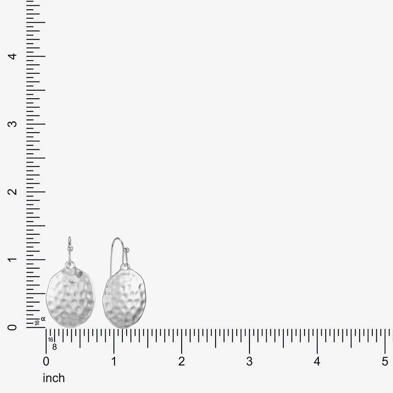 Liz Claiborne® Silver-Tone Hammered Oval Drop Earrings