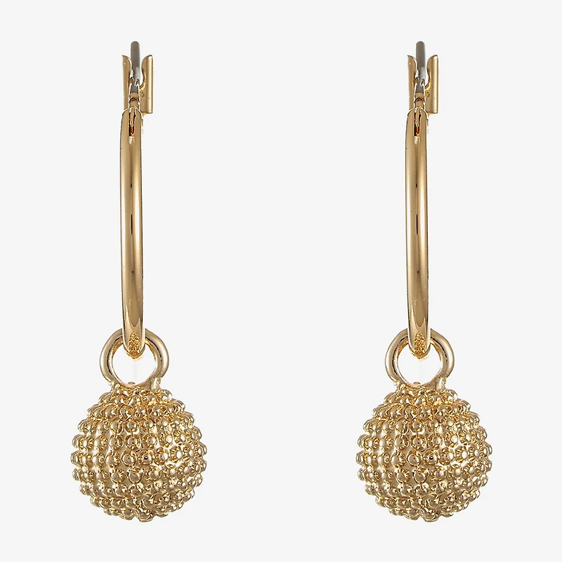 Liz Claiborne Gold Tone Womens Ball Hypoallergenic Hoop Earrings
