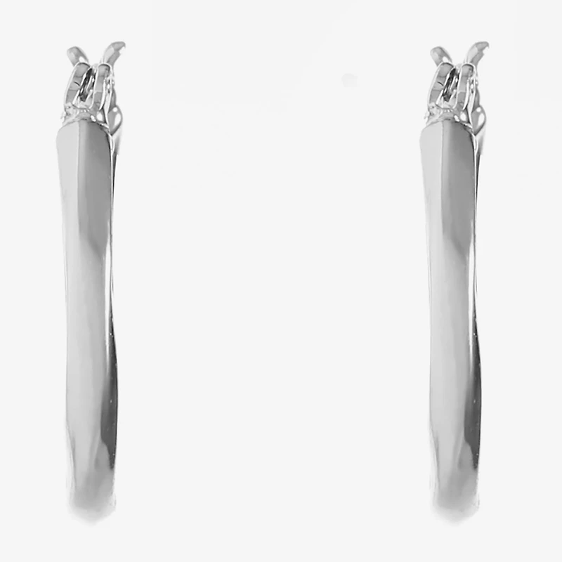 Liz Claiborne Silver Tone Twist Womens 24mm Hypoallergenic Hoop Earrings