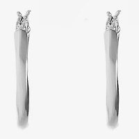 Liz Claiborne Silver Tone Twist Womens 24mm Hypoallergenic Hoop Earrings