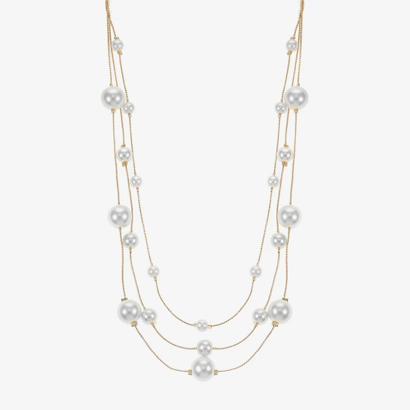 Monet Jewelry Womens White 18 Inch Illusion Necklace