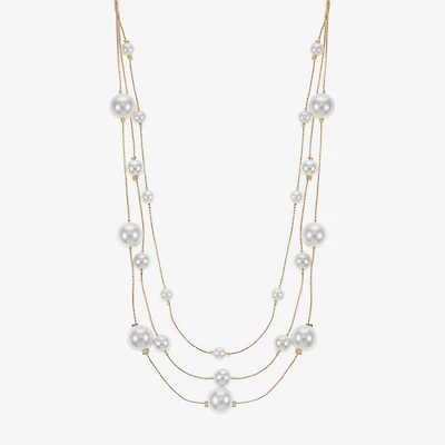 Monet Jewelry Womens White 18 Inch Illusion Necklace