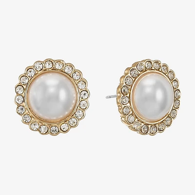 Monet Jewelry White Simulated Pearl 16mm Stud Earrings