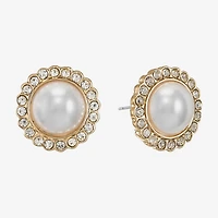 Monet Jewelry White Simulated Pearl 16mm Stud Earrings