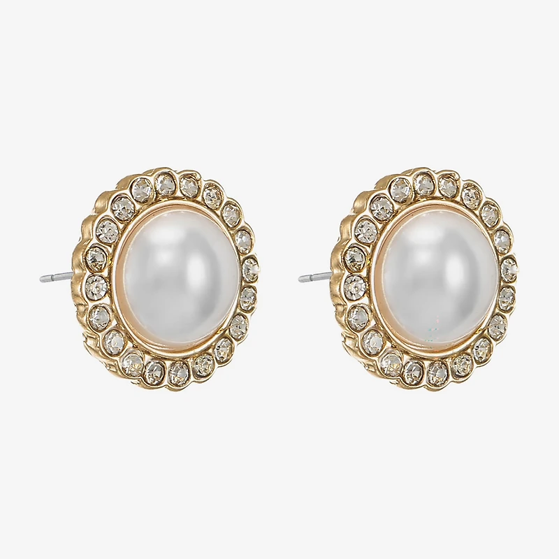 Monet Jewelry White Simulated Pearl 16mm Stud Earrings