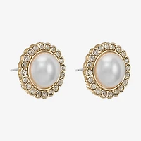 Monet Jewelry White Simulated Pearl 16mm Stud Earrings