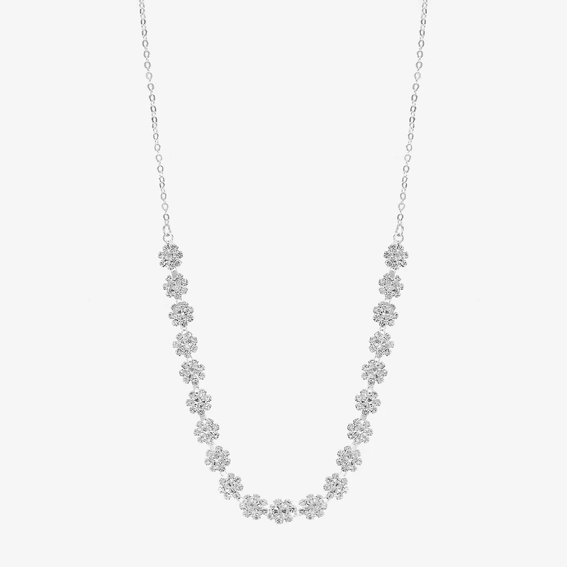 Monet Jewelry Timeless Silver Tone Floral Womens 17 Inch Collar Necklace