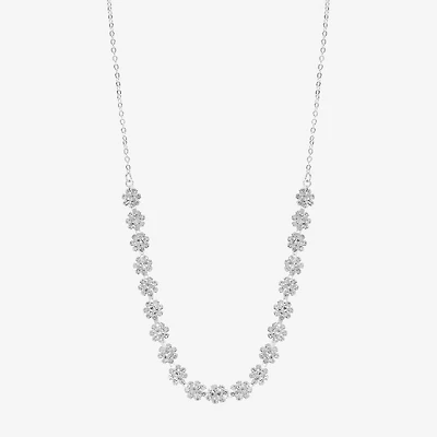 Monet Jewelry Timeless Silver Tone Floral Womens 17 Inch Collar Necklace