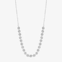 Monet Jewelry Timeless Silver Tone Floral Womens 17 Inch Collar Necklace