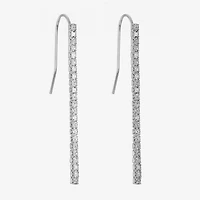 Monet Jewelry Timeless Silver Tone Linear Womens Crystal Drop Earrings