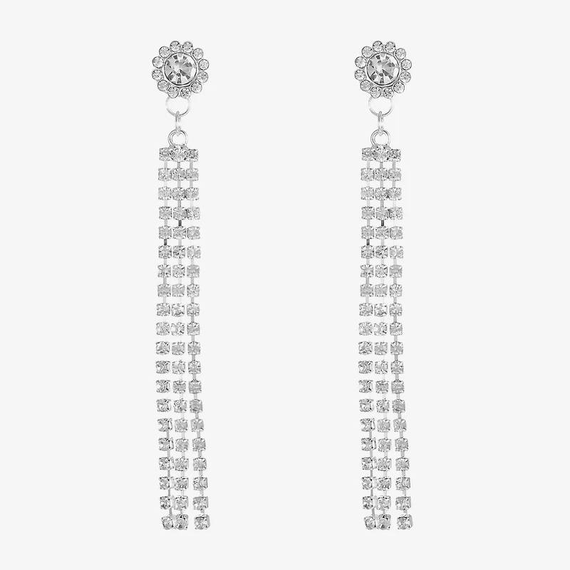 Monet Jewelry Timeless Silver Tone Linear Womens Hypoallergenic Drop Earrings