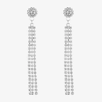 Monet Jewelry Timeless Silver Tone Linear Womens Hypoallergenic Drop Earrings