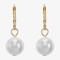 Monet White Goldtone Leverback Drop Earring
